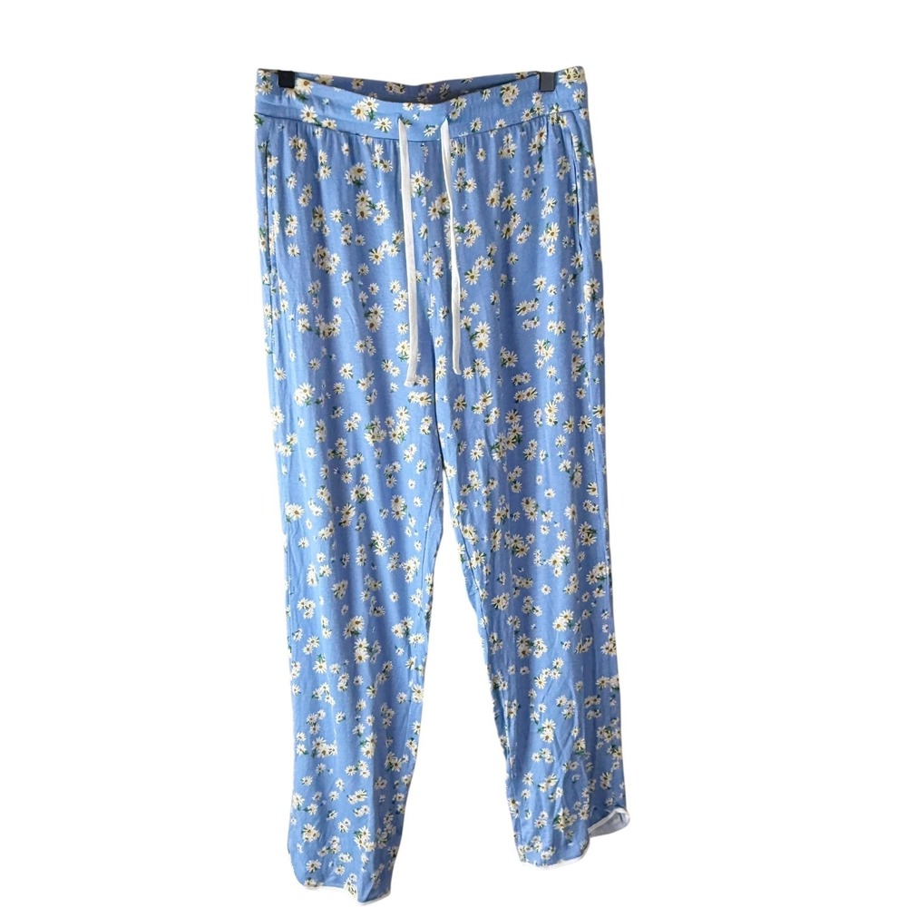 The Cats Pajamas Blue Daisy Floral Pima Cotton Modal Lounge Pants Womens Medium